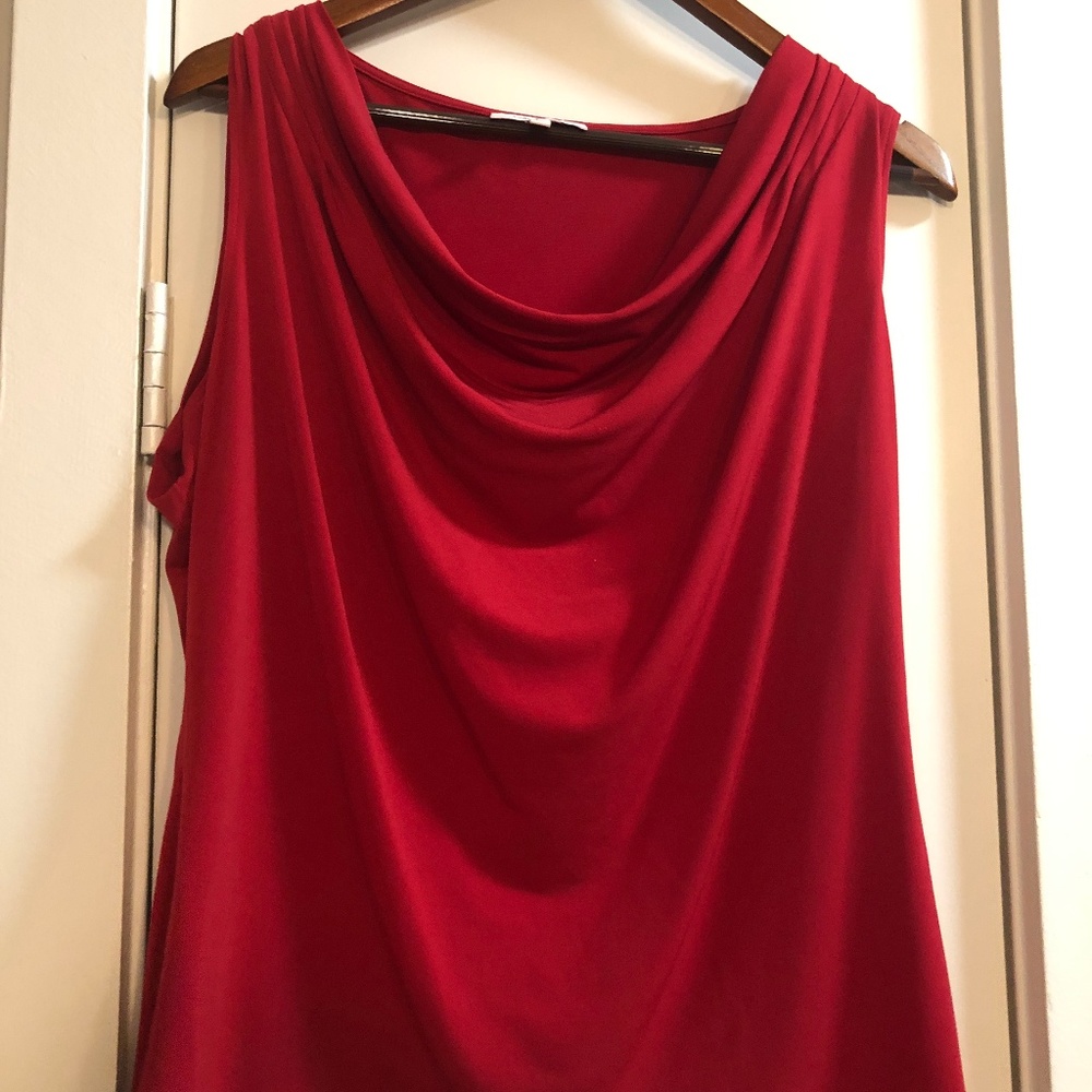 Stylish Red Cowl Neck Blouse